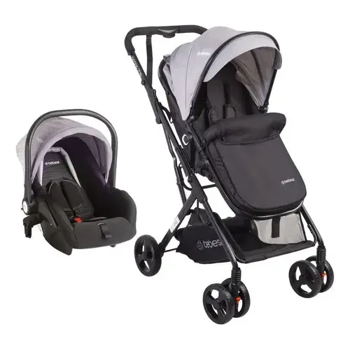 Coche Paseo Bebesit Travel System Vox 3en1 + Cubrecuerpo Color Gris Chasis Negro | Cuotas sin interés