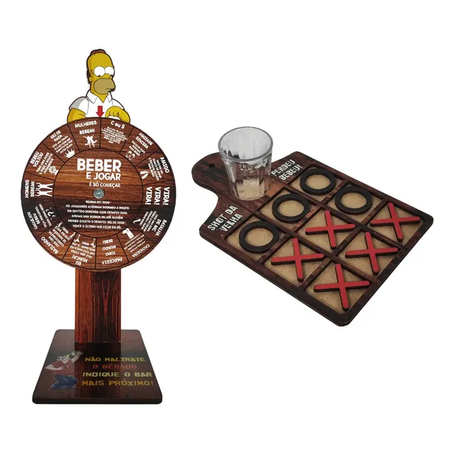 Kit Jogo Da Velha Roleta Shots Doses Com Castigos De Bebidas