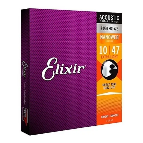 Encordamento Elixir 10/47  Extra Light Bronze Violão Aço