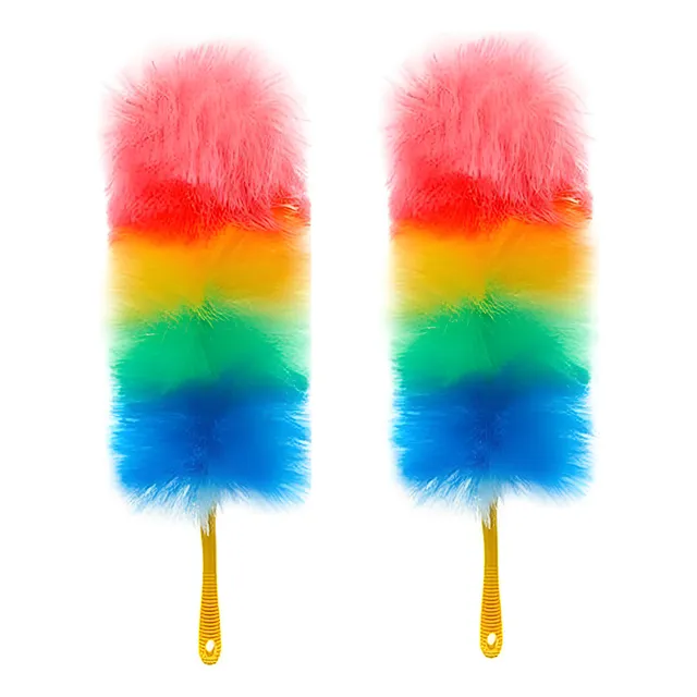 2 Plumero Microfibra Arcoiris Sacudir Polvo Limpieza Hogar 
