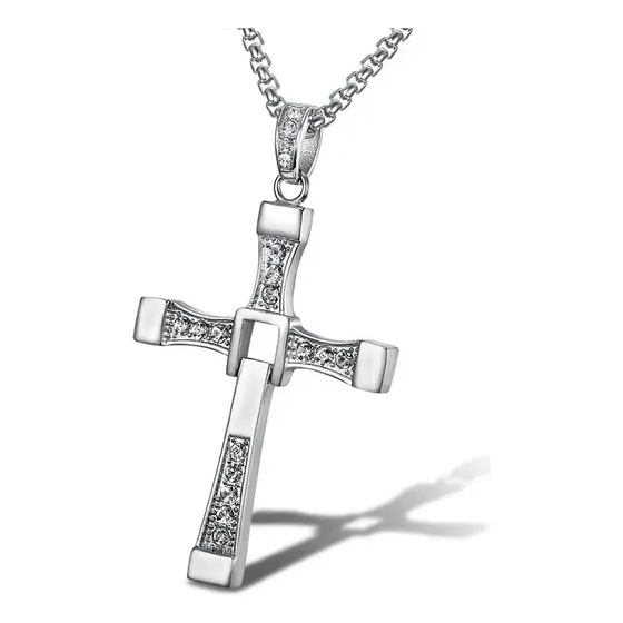 C V Collar Cadena Cruz Toretto Plata Cadena 60cm Grumet Moda