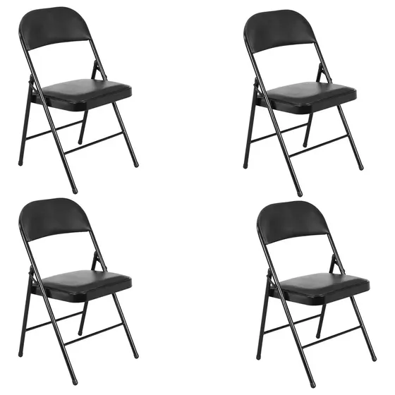 Set X4 Sillas Plegable Asiento Acolchado Reforzada Comedor Negro