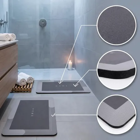 Kit 2 Tapetes Mágicos Super Soft Antiderrapante Alta Absorção em Microfibra para Banheiro Lavabo Lavanderia Macio Secagem Rápida Hipoalergênico