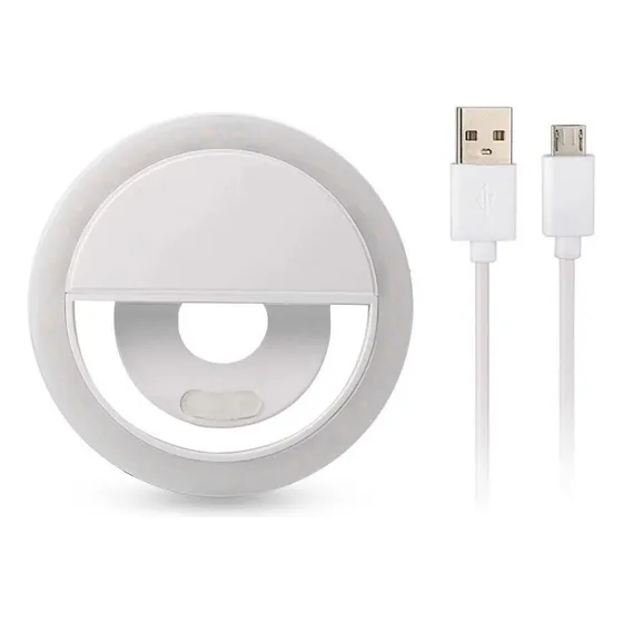 Aro De Luz Led Celular Selfie Recargable Usb Ring Light Color Blanco