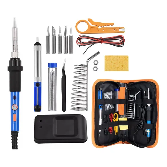 Kit Estaño Soldador 60w Temperatura Ajustabable Azul