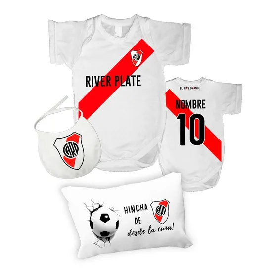 Body Bebe Camiseta River Plate  +almohadon+babero Con Nombre