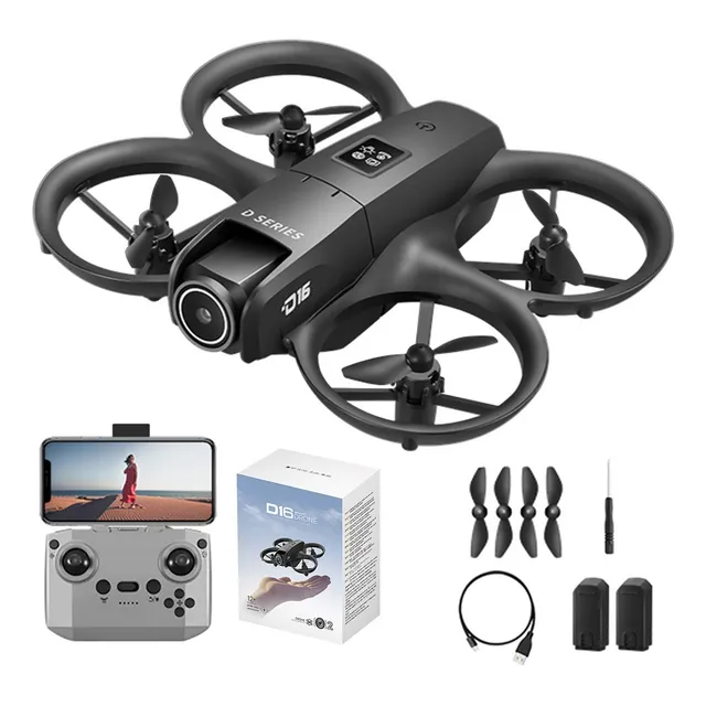 Drone Mini Ourlife D16 Dual Cámara 4k con 2 Baterías WiFi HD Control Remoto Doble Cámara Gesto Foto/Vídeo Flujo de Luz Suspendido para Principiantes/Adultos Color Negro