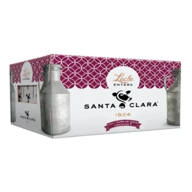 Leche Santa Clara Entera De Vaca 12 Pzas De 1 L C/u