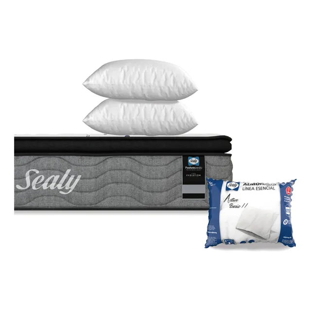 Colchón Sealy Individual Ortopédico Freetz | Con Tecnología Freshsupport Antibacteriana + 2 Almohadas Premium