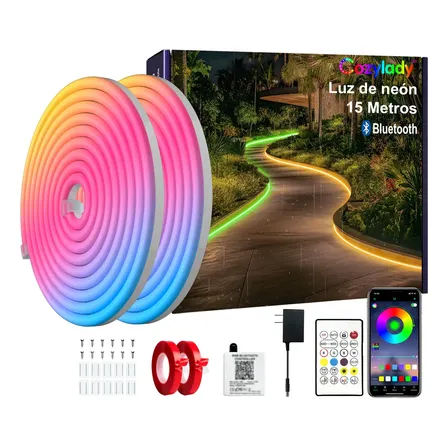 Cozylady Tiras De Luces Neon Led Flexible Rgb Bluetooth 15m Ip68 Impermeable Luz Led Para Cuarto Tv Sincronización De Música Diy