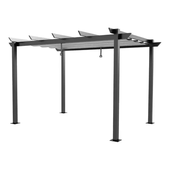 Pergolado Alumínio Cinza - Cobertura Retrátil - 2,5x4x2,8m