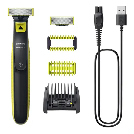 Philips Oneblade Qp2824/20 Cara Y Cuerpo, Peine Guía Ajustable 5 En 1, Recortadora, Perfiladora Y Afeitadora, Cuchillas... Negro