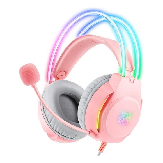 Auricular Gamer Color Rosado Con Led - Carolinas Store.