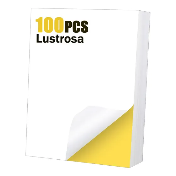 Papel Adhosive Brillante Blanco Para De Imprimir 100 Hojas