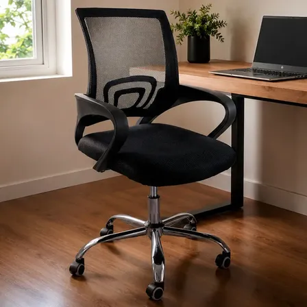 Cadeira De Escritorio Begonia Tela Mesh Ergonomica Giratoria Preto