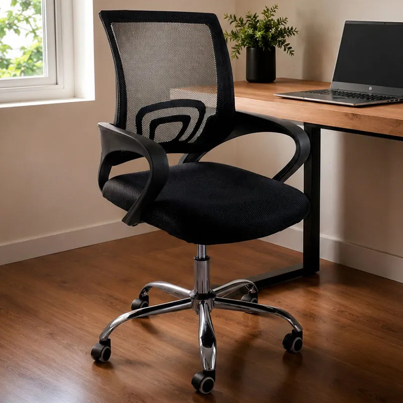 Cadeira De Escritorio Begonia Tela Mesh Ergonomica Giratoria Preto