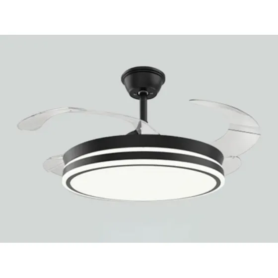 Ventilador De Techo 4 Aspas Plasticas Retractil De Luz Negro Aspas Transparente Diámetro 49 Cm Frecuencia 50hz Material De Las Aspas Plástico