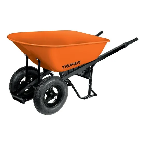 Truper CAR-82 Carretilla 8 Ft3 Doble Llanta Neumática Bastidores Acero