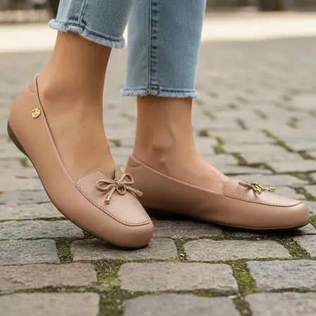Sapato Sapatilha Mocassim Feminino Ortopédico Leve Modare Nude Liso 34