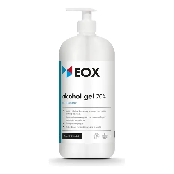 Alcohol Gel 70% Sin Enjuague Eox 1 Litro Con Vávula