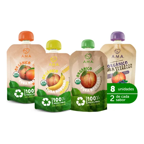 Pack 08 Purés Ama Mix Frutas Orgánico 90g