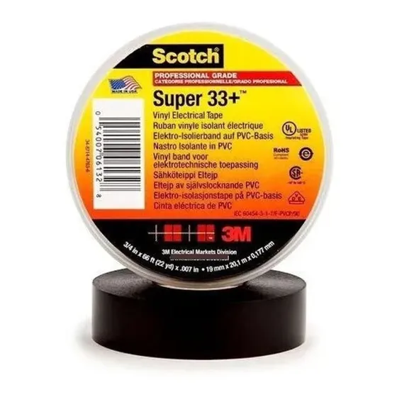 Huincha Aisladora 3m  20mt Negra Super33 