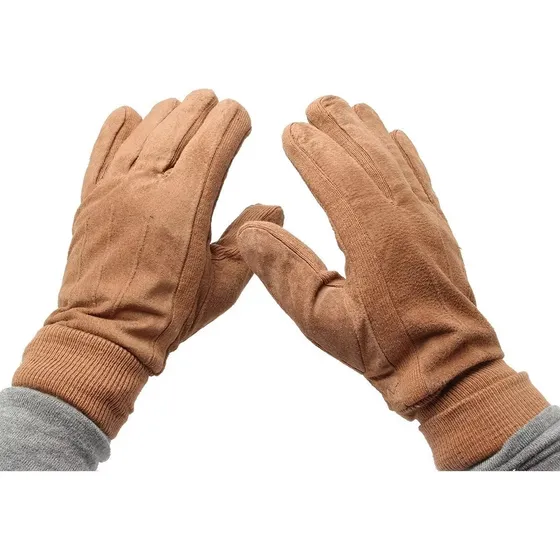 Guantes De Cuero Hombre Gamuza Lana Importado