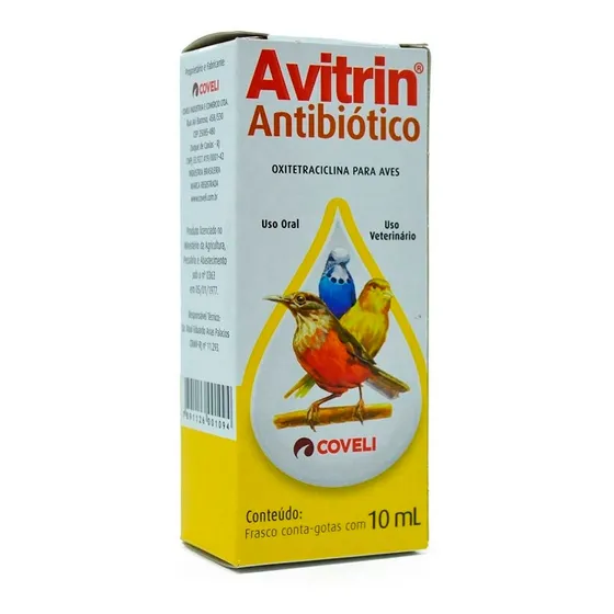 Avitrin Antibiótico 10ml Aves E Pássaros Doentes Debilitados