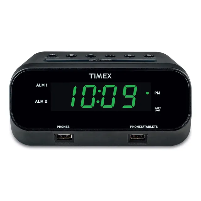 Reloj Alarma Dual Doble Carga Usb Batería De Respaldo