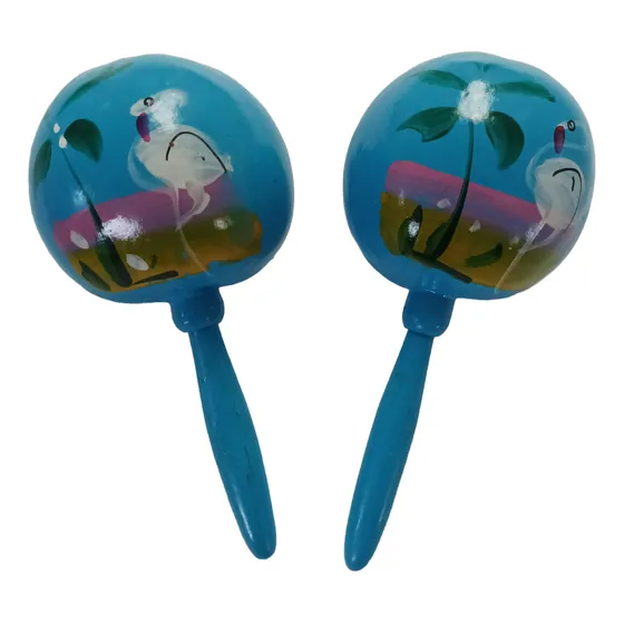 Maracas Decoradas Artesanía Mexicana Evocarte® Colores Azul Claro