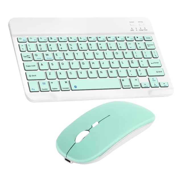 Combo Teclado Mouse Bluetooth Español Con Ñ Recargable