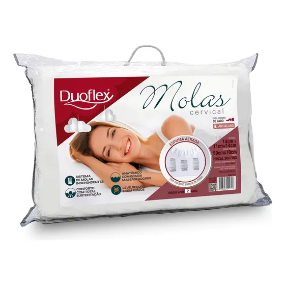 Travesseiro Duoflex Molas Cervical Para Dormir De Lado