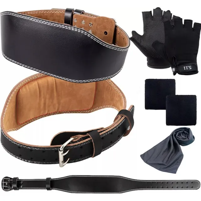  Gym Faja Lumbar Cinturón Levantar Peso Con Guantes,kit 6pcs