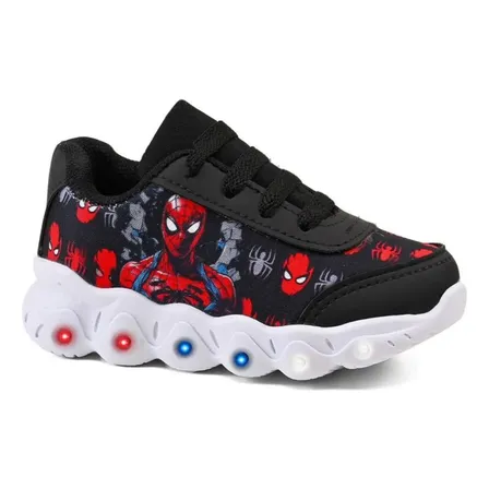 Tênis Infantil Menino Homem Aranha Casual De Led Super Macio