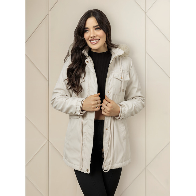 Casaco Feminino Parka De Sarja Sobretudo Forrado Com PelĂșcia Casaco Feminino Parka De Sarja Sobretudo Forrado Com PelĂșcia