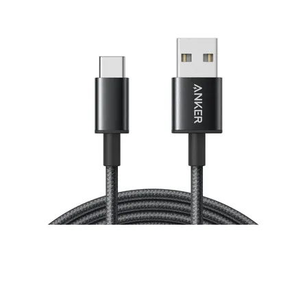 Cabo Usb Carregador Celular Tipo C Anker 1,8m Nylon Trancado Carga Rapida 15w Apple Carplay, Samsung Galaxy S8-s24, iPhone 14/15/16/17, iPad, Google Pixel, LG, Sony, Xiaomi, Oppo, Motorola,cor Preto
