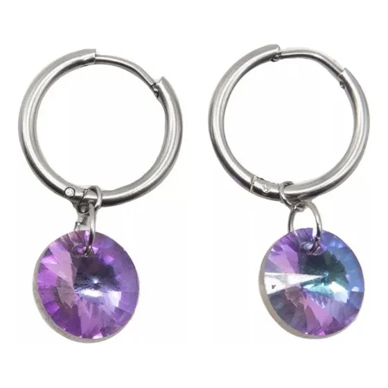 Argolla Acero Quirurgico Con Cristal Redondo Bi Color
