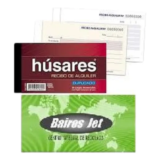 20 Talonario Recibo Alquiler Husares 1824 Duplic X 50 Juegos