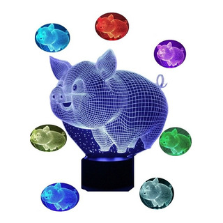 Lámpara De Puerquito Acrílico 7 Colores Touch Usb Y Pilas Lámpara De Puerquito Acrílico 7 Colores Touch Usb Y Pilas