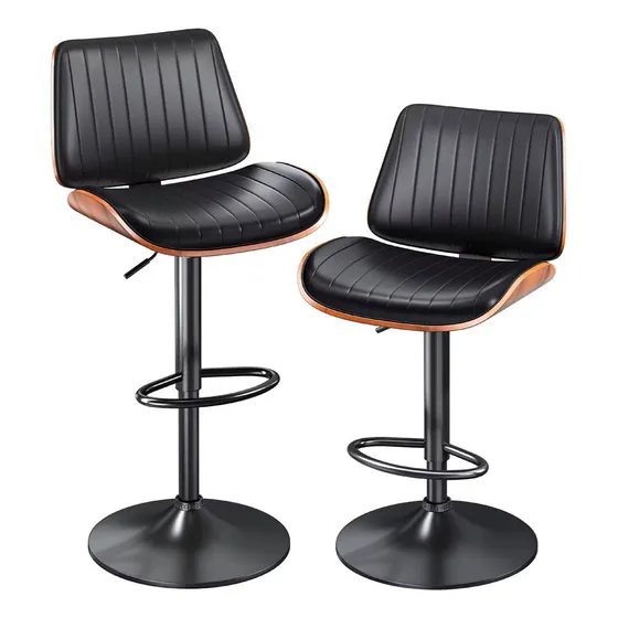 Set X2 Sillas Banqueta Taburete Para Desayunador/barra Acabado De La Estructura Cromado Color Negro
