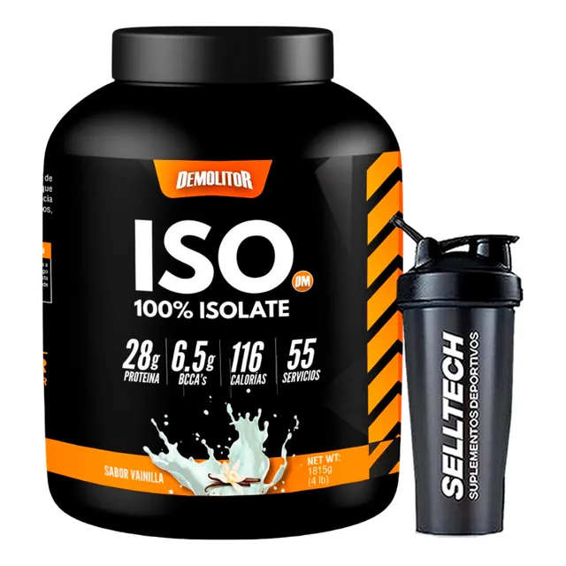 Proteína Iso 100% Whey Demolitor 4lb Vainilla + Shaker