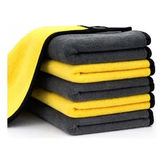 Kit 6 Toalhas De Microfibra 30x30cm Automotiva Alta Absorção Amarelo