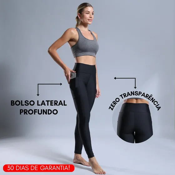 Calça Legging Feminina Grossa Com Bolso Zero Transparência