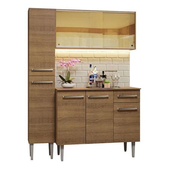 Mueble de cocina compacto 137 cm Emilly Madesa R 06 Color Rustic