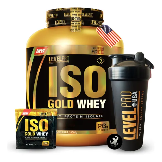 Iso Whey Gold 3 Kg Level Pro, Proteína 100% Aislada