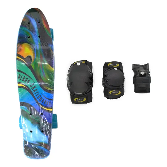 Patineta Penny V1 Cruiser Lija Con Diseño + Protecciones