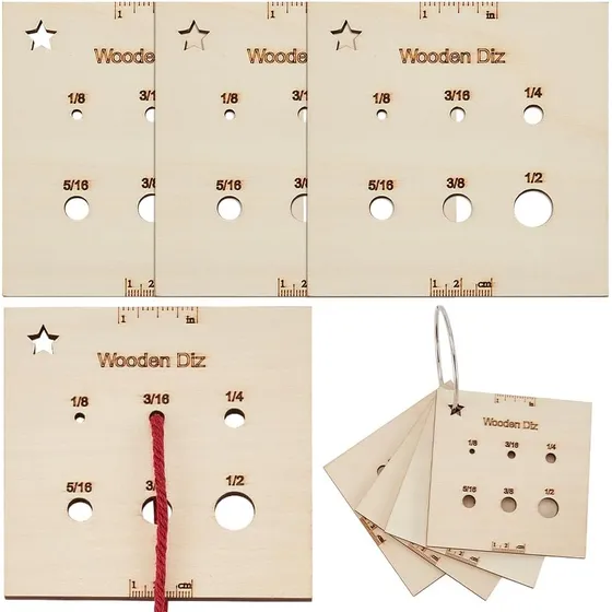 Medidor De Punto De Madera Olycraft, Anilla Con 6 Orificios