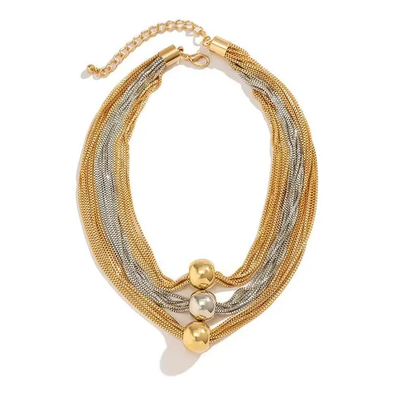 Gargantilla Redonda Multicapa, Collar De Bolas Enormes De De