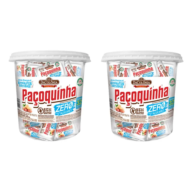 Kit 2 Pote 576g Paçoquinha Paçoca Zero Açúcar Dacolônia