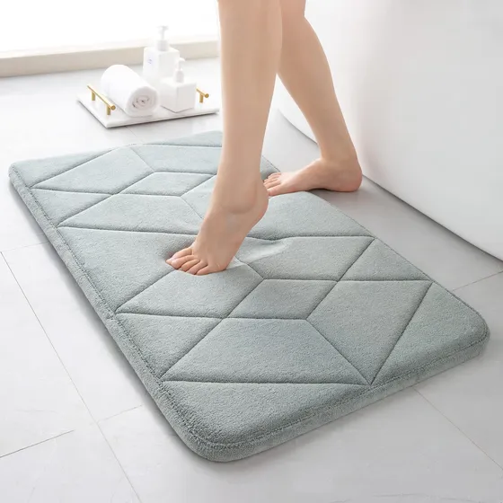 Tapete Baño Espuma Viscoelastica Color Gris Terciopelo 16 X